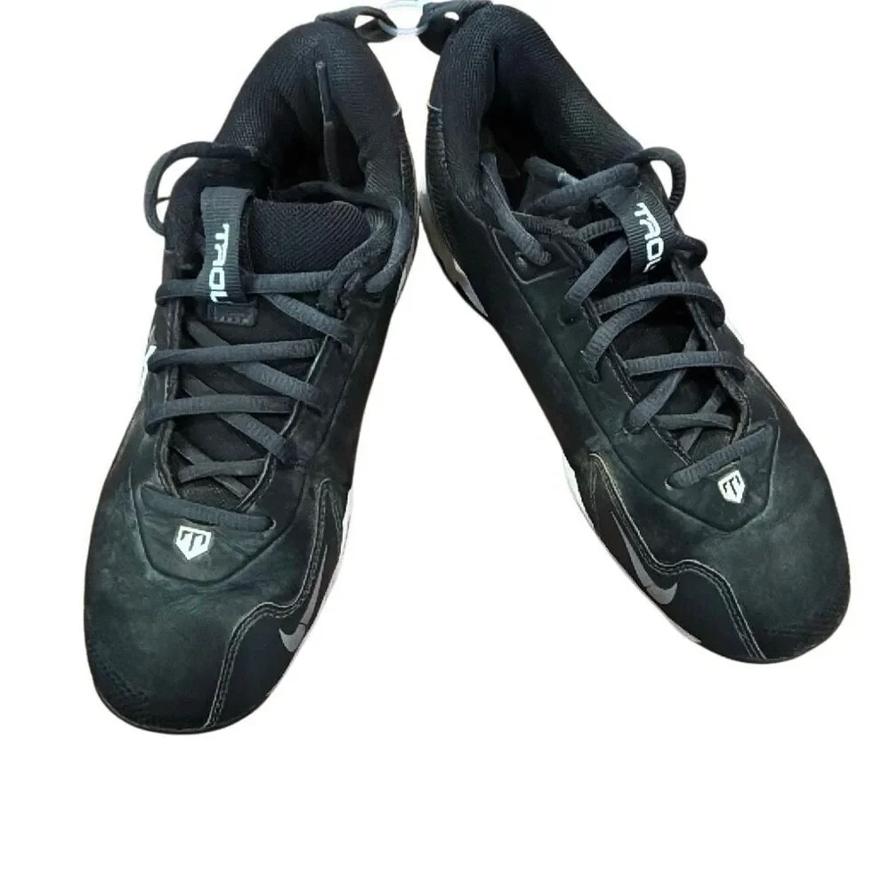 Nike Alpha Menace Football Cleats Black White Youth Size 4Y Molded Traction Shoe